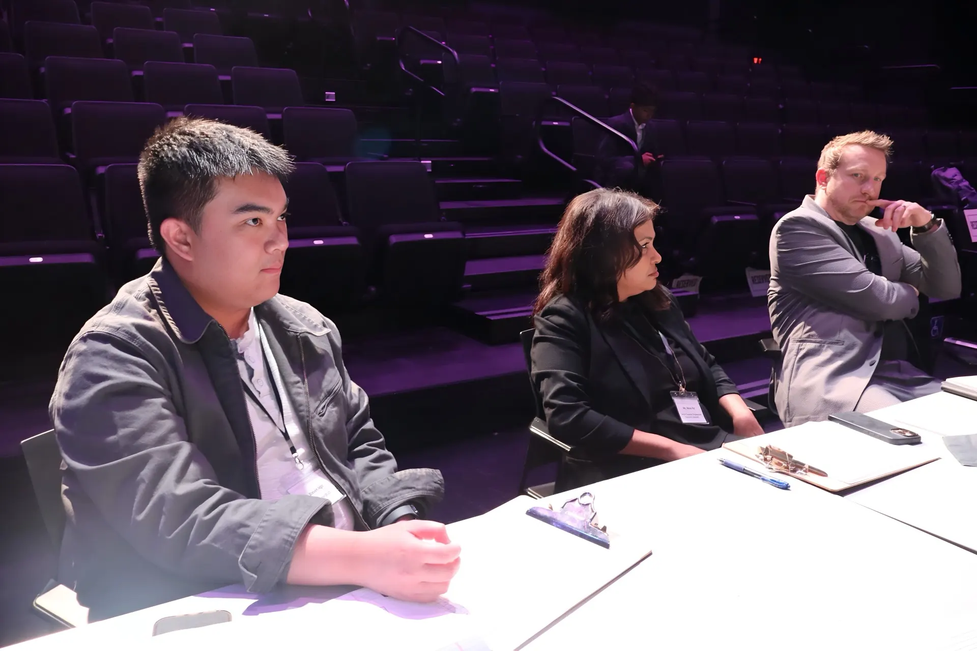 The 2026 judge panel reviewing pitches at the head table.
